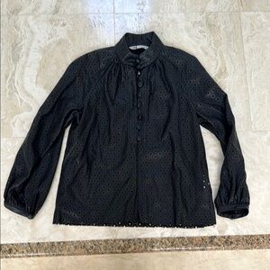 Chic Black Eyelet Blouse